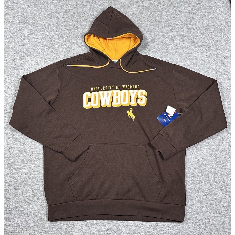 University of Wyoming Cowboys Champion Hoodie Mens XL Brown Sweatshirt NEW